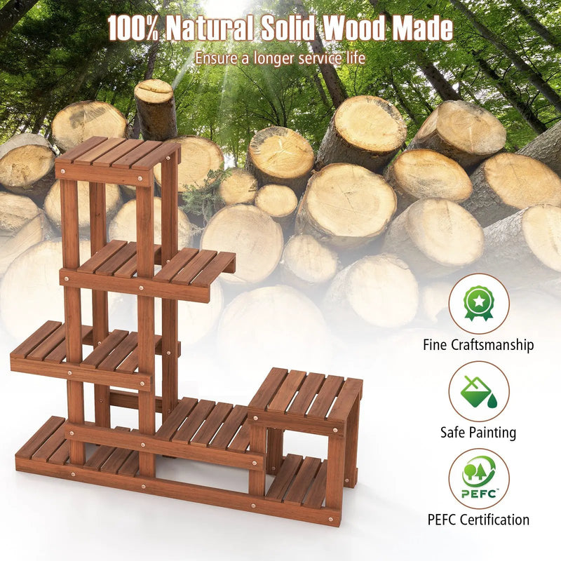6 Tier Wood Plant Stand with High Low Structure by DirectDeals