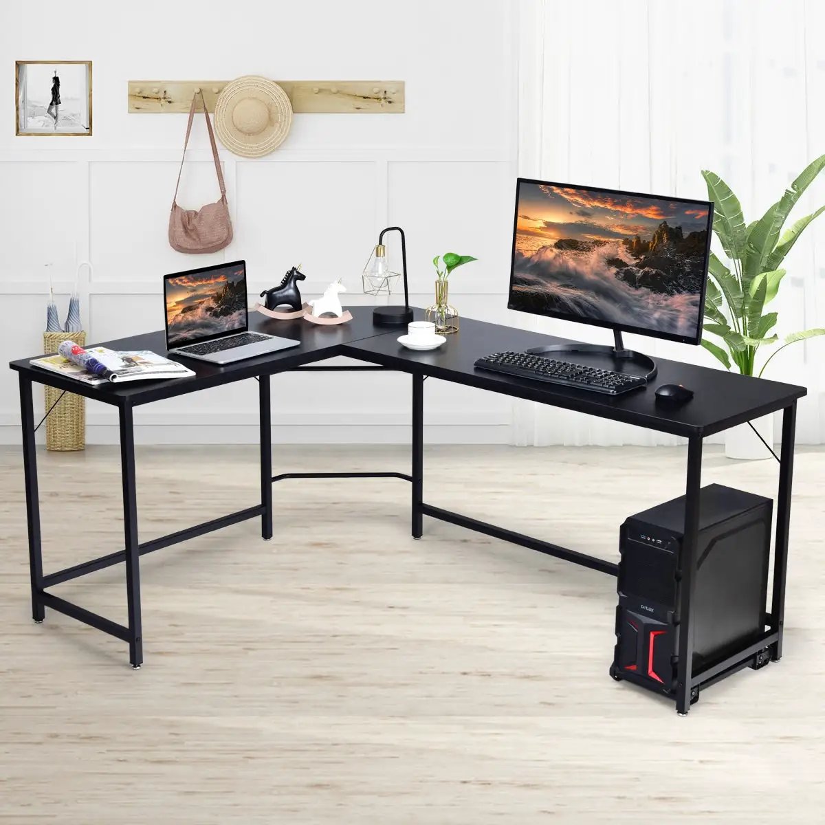 L Shaped Desk Corner Computer Desk PC Laptop Gaming Table Workstation by DirectDeals