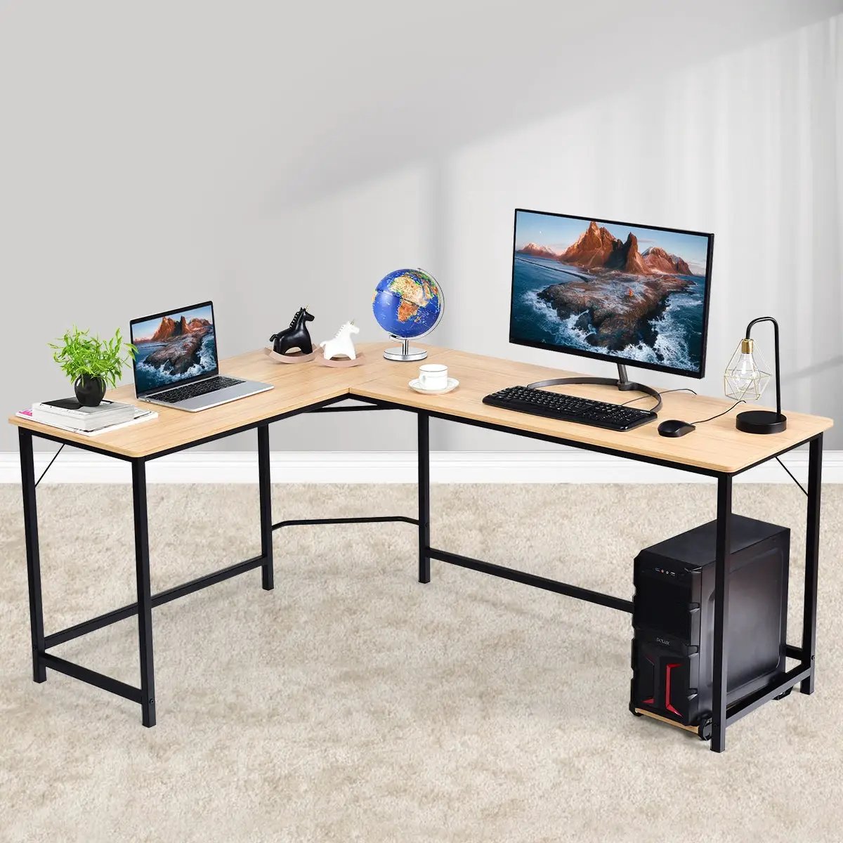 L Shaped Desk Corner Computer Desk PC Laptop Gaming Table Workstation by DirectDeals