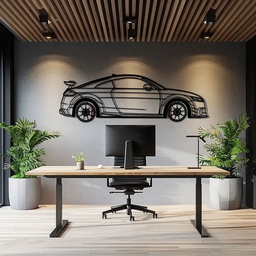 Audi TT Metal Car Wall Art with Rotating Wheels - Iconic Sports Coupe Silhouette Decor - Interactive Automotive Wall Art- KAFMEKA099 by Enova Art
