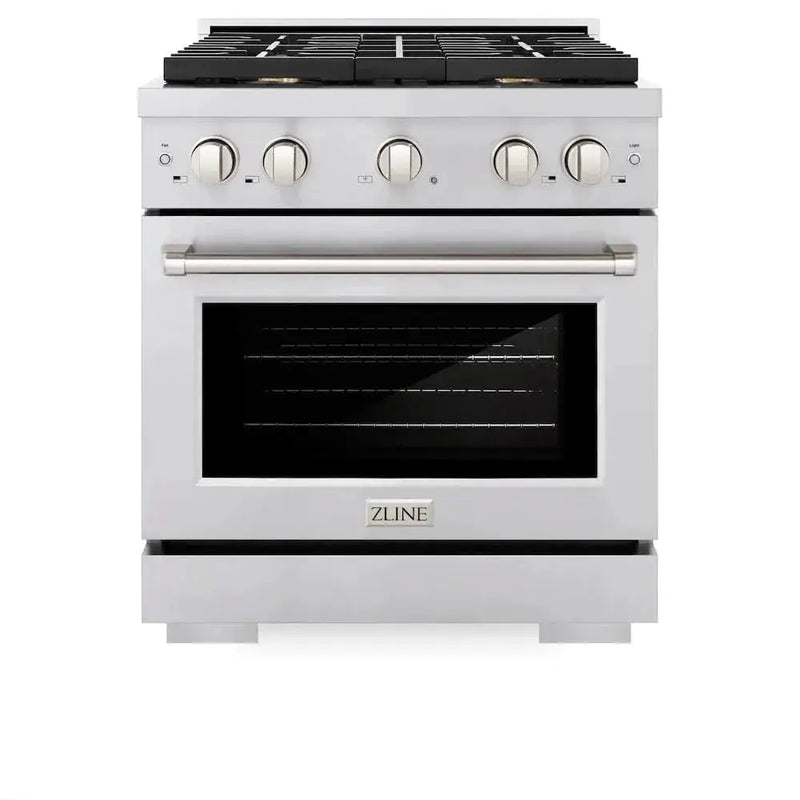 ZLINE 30"Paramount Dual Fuel Range Stainless Steel, Brass Burner, SDR-BR-30 by Farmhouse Kitchen and Bath