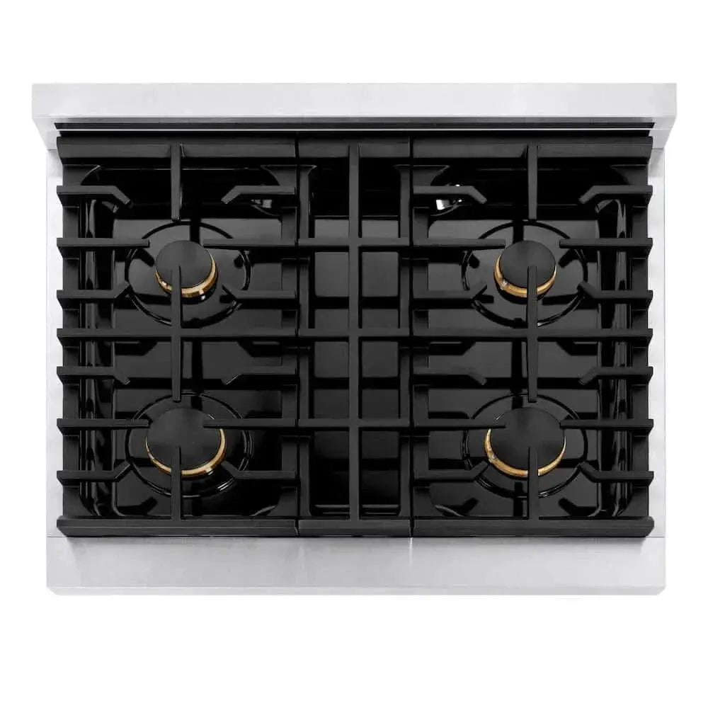 ZLINE 30"Gas Range, Convection Gas Oven , DuraSnow® Gold, SGRSZ-30-G by Farmhouse Kitchen and Bath