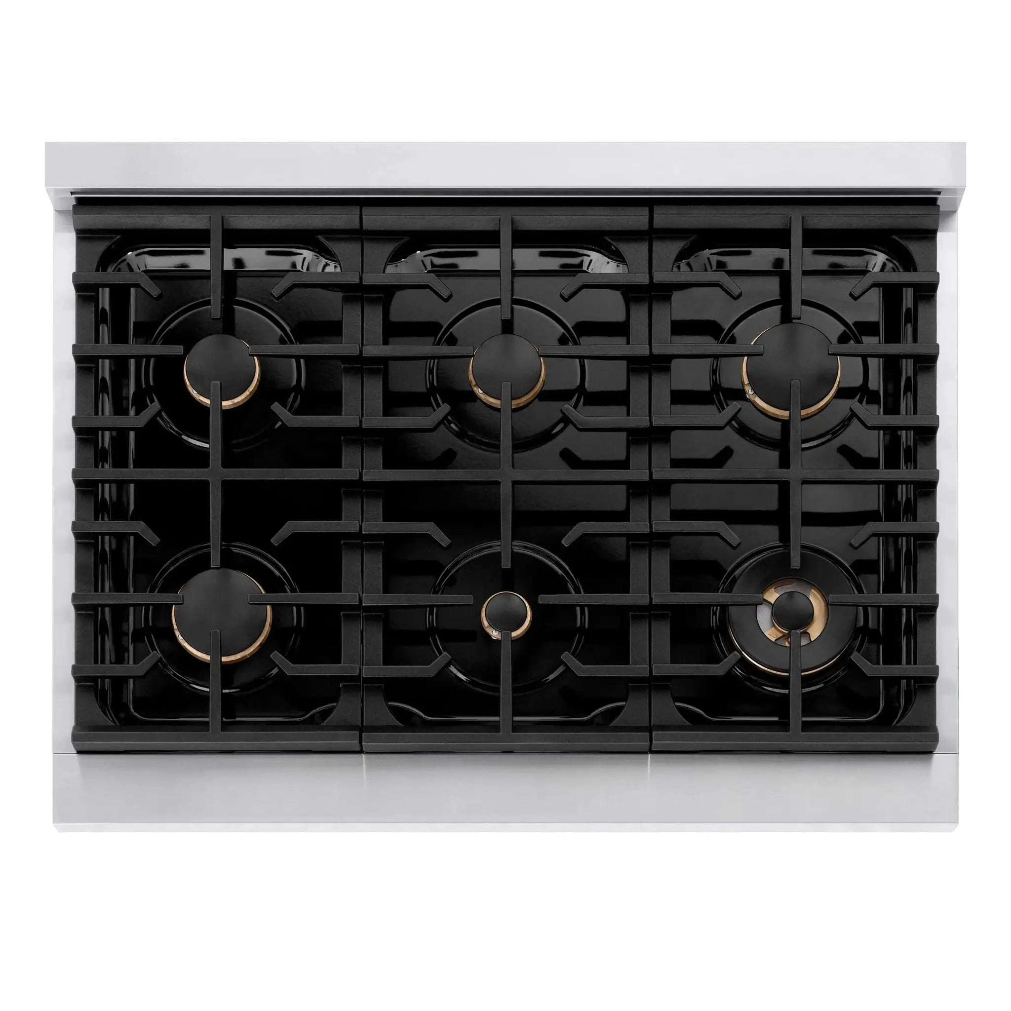ZLINE 36"Paramount Dual Fuel Range White Matte Champagne Bronze SDRZ-WM-36-CB by Farmhouse Kitchen and Bath