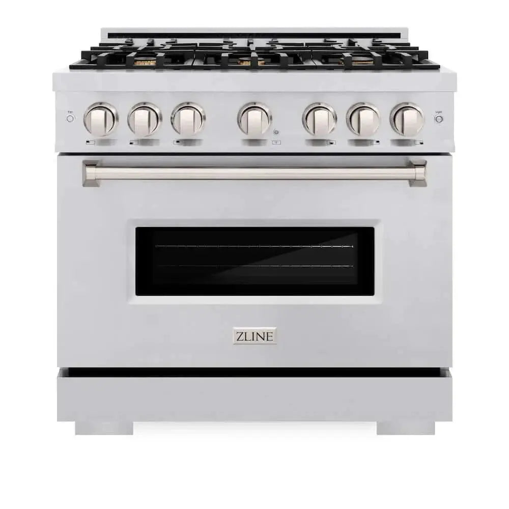 ZLINE 36" Dual Fuel Range, Gas Cooktop, Electric Convection Oven Stainless Steel, CDR-BR-36 by Farmhouse Kitchen and Bath