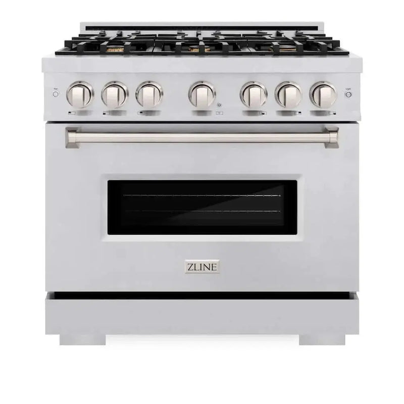 ZLINE 36" Dual Fuel Range, Gas Cooktop, Electric Convection Oven Stainless Steel, CDR-BR-36 by Farmhouse Kitchen and Bath