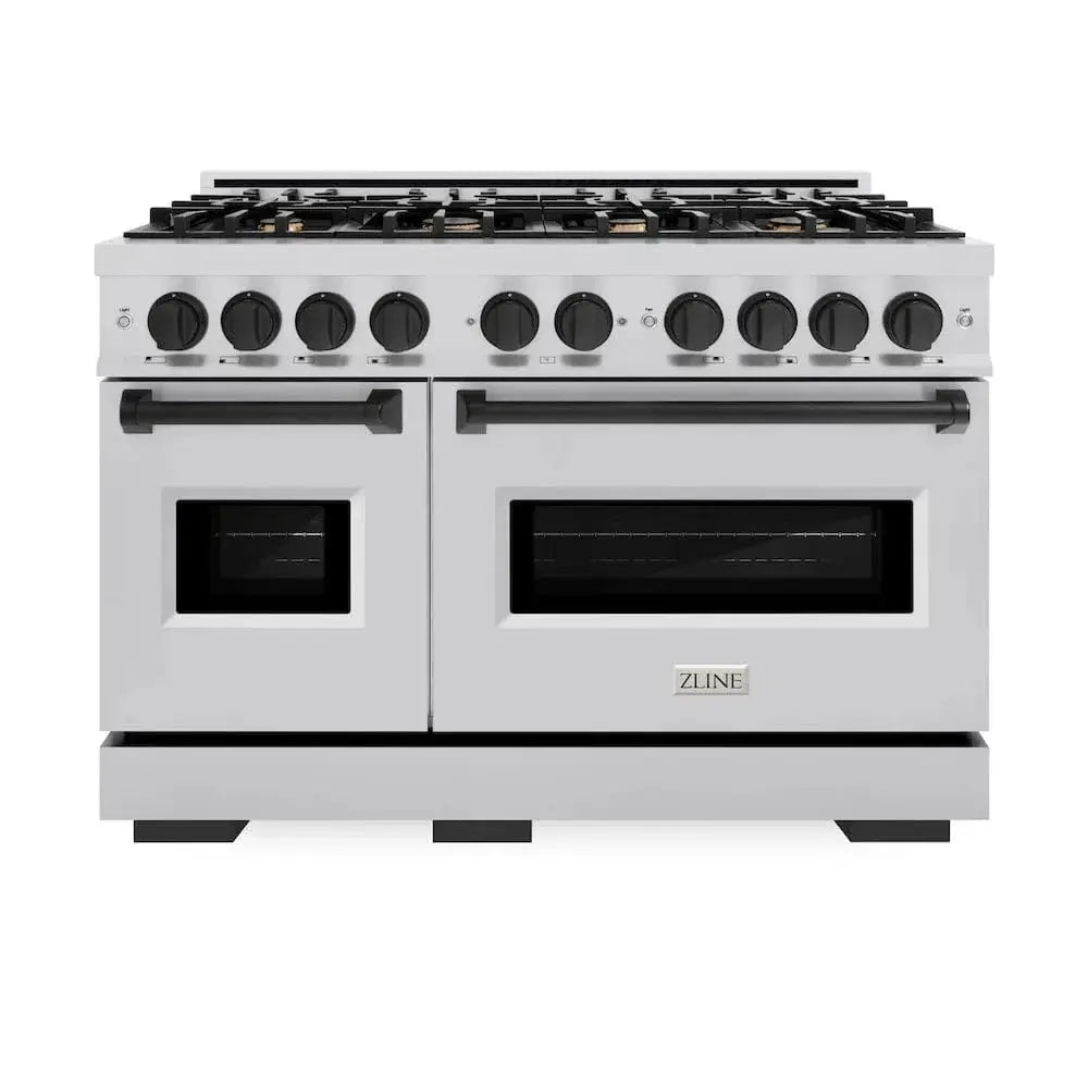 ZLINE 48" Dual Fuel Range, Gas Cooktop, Electric Convection Oven Stainless Steel, Matte Black CDRZ-48-MB by Farmhouse Kitchen and Bath