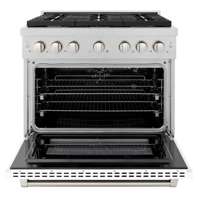 ZLINE 36"Gas Range, Convection Gas Oven , DuraSnow® White Matte, SGRS-WM-36 by Farmhouse Kitchen and Bath