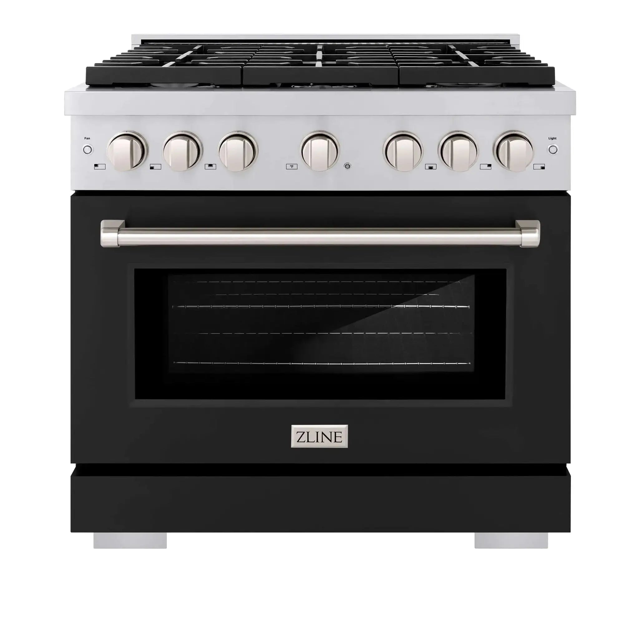 ZLINE 36"Paramount Dual Fuel Range Stainless Steel, Black Matte, SDR-BLM-36 by Farmhouse Kitchen and Bath
