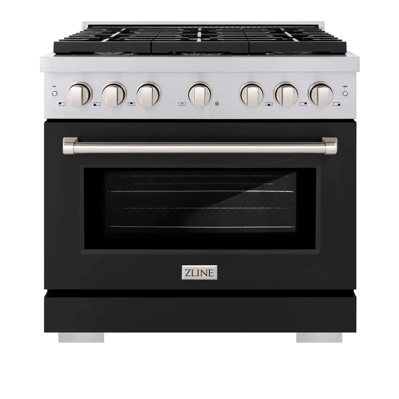 ZLINE 36"Paramount Dual Fuel Range Stainless Steel, Black Matte, SDR-BLM-36 by Farmhouse Kitchen and Bath