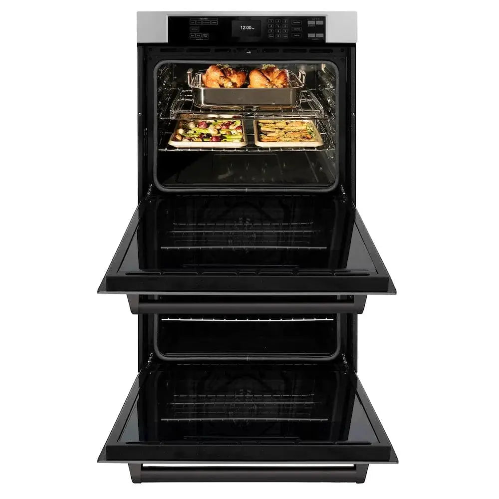 ZLINE 30"Professional True Convection Double Wall Oven, Air Fry, Self Clean, Stainless Steel, Matte Black WADZ-30-MB by Farmhouse Kitchen and Bath
