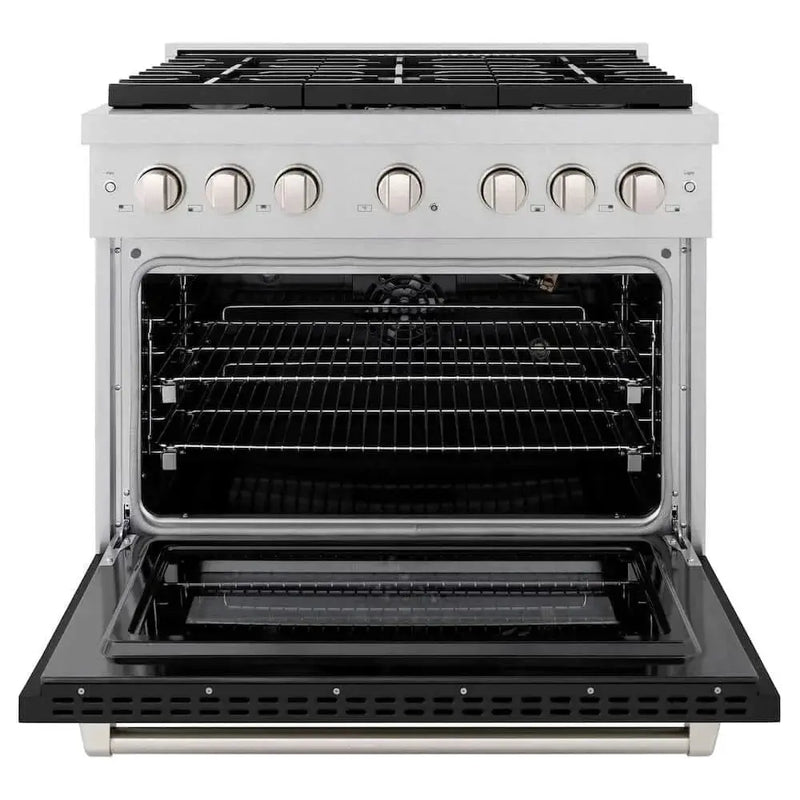 ZLINE 36"Gas Range, Convection Gas Oven, DuraSnow® Black Matte, SGRS-BLM-36 by Farmhouse Kitchen and Bath