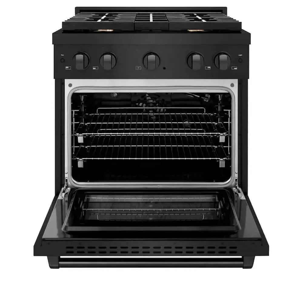 ZLINE 30 in.Gas Range, Convection Gas Oven, Brass Burner, Black Stainless Steel, SGRB-BR-30 by Farmhouse Kitchen and Bath
