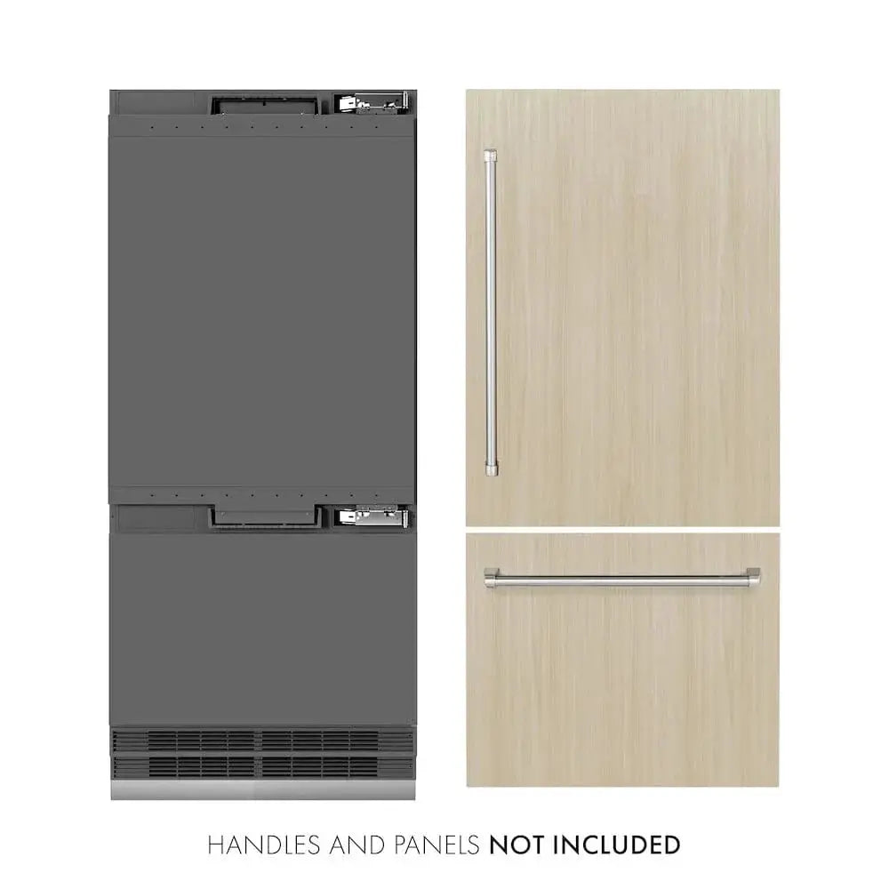 ZLINE 36" Panel Ready Built-In Bottom Freezer Refrigerator,Water Dispenser, Ice Maker,Graphite Gray GRBIT-36 by Farmhouse Kitchen and Bath