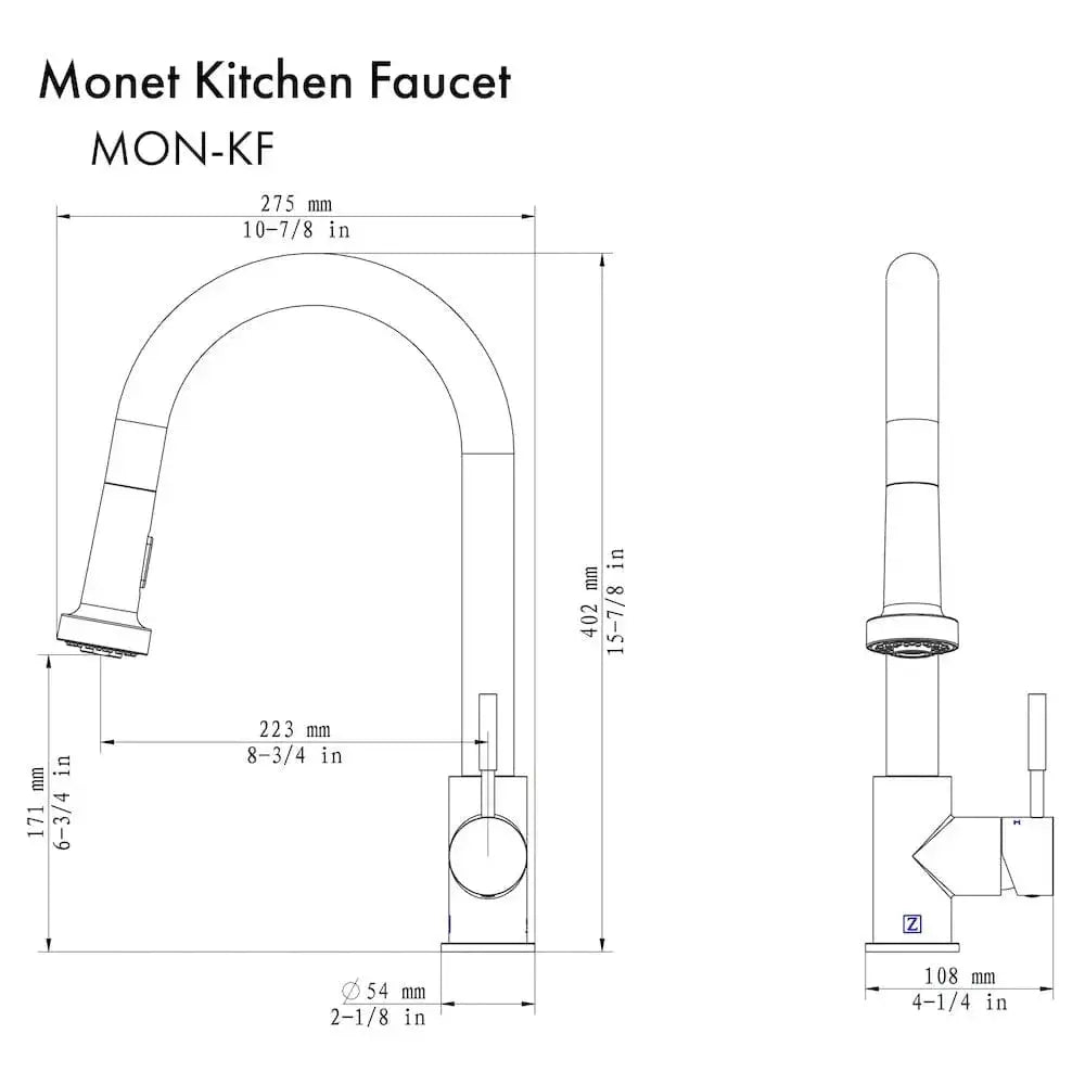 ZLINE Monet Kitchen Faucet, MON-KF-PG by Farmhouse Kitchen and Bath