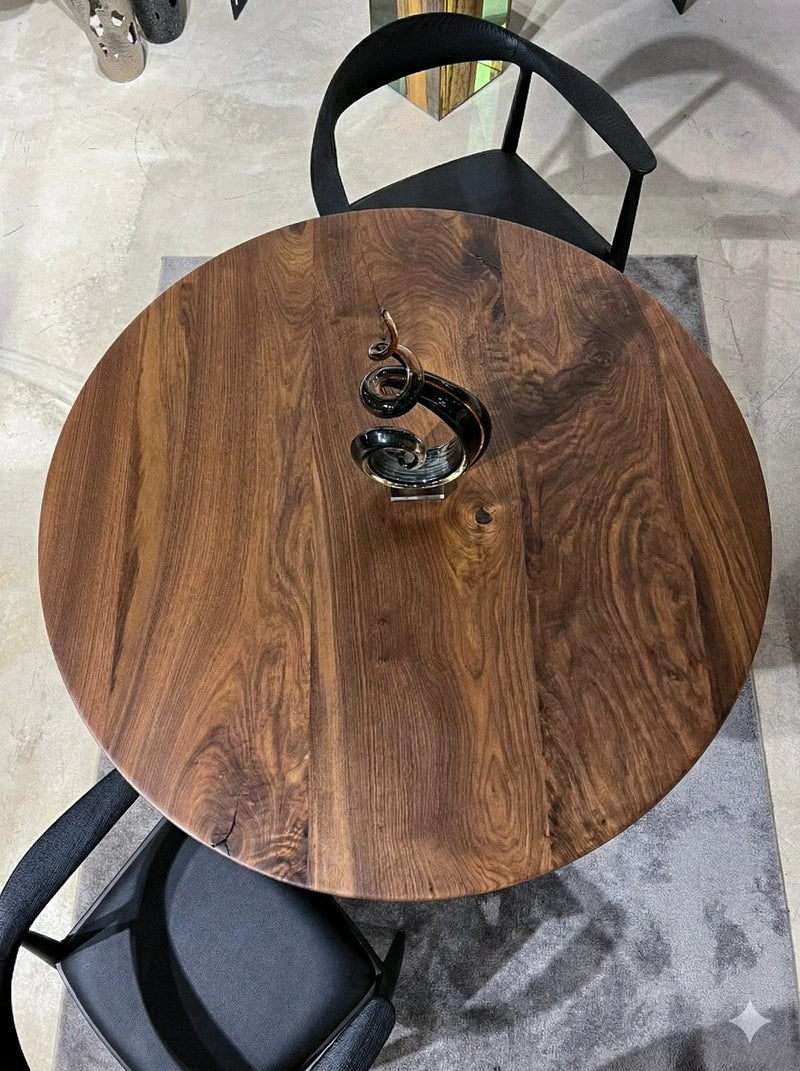 Modern Round Walnut Pedestal Dining Table by Gizz