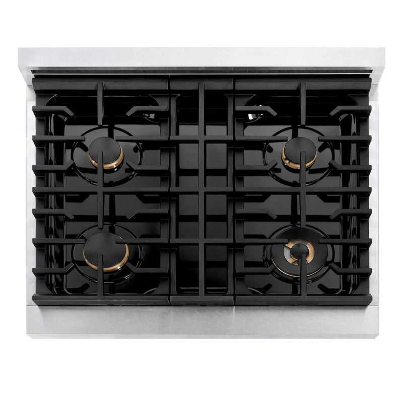 ZLINE 48" Paramount Gas Rangetop DuraSnow® Stainless Steel Polished Gold SRTSZ-48-G by Farmhouse Kitchen and Bath