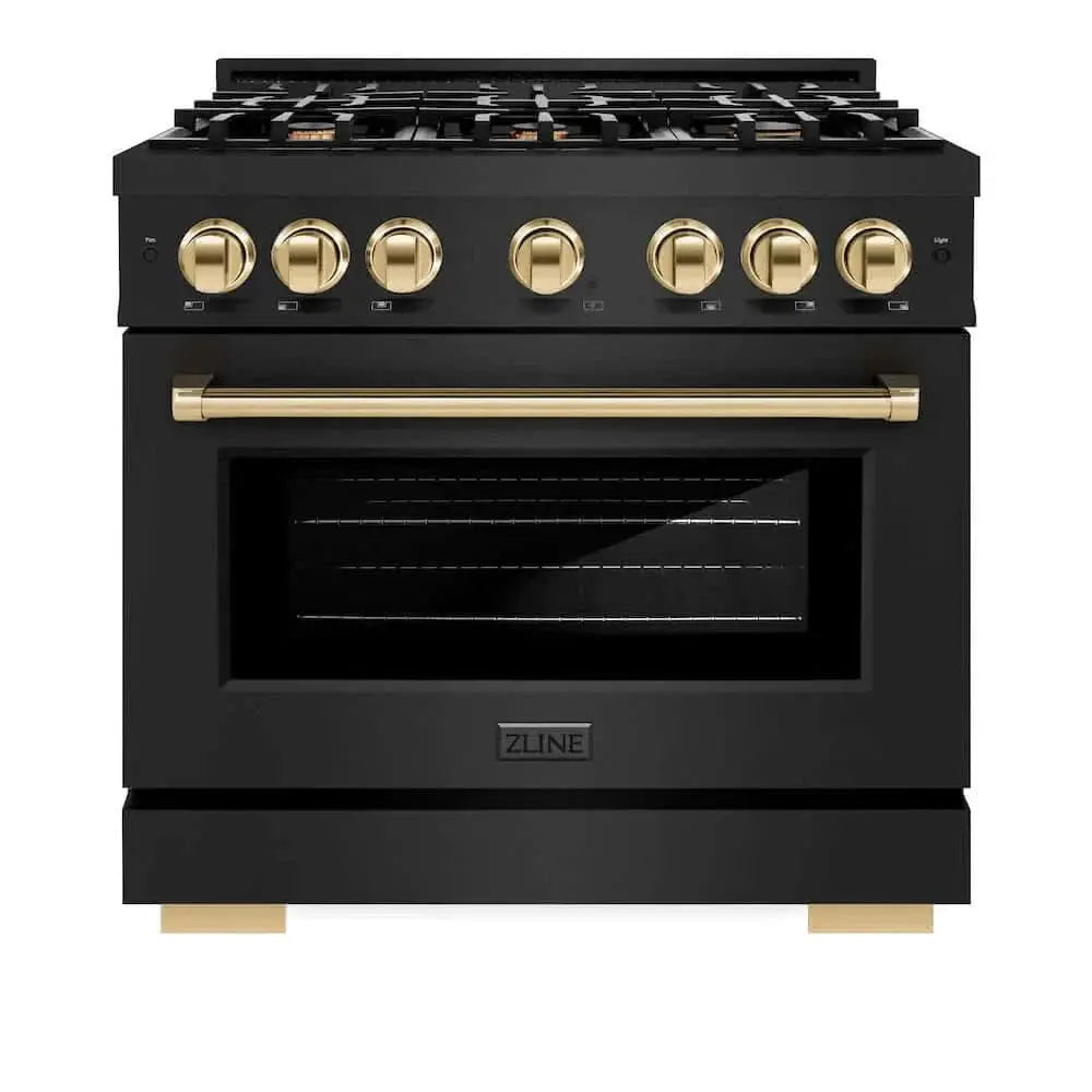 ZLINE 36" Select Gas Range Convection Gas Oven Black Stainless Steel Gold HGRBZ-36-G by Farmhouse Kitchen and Bath