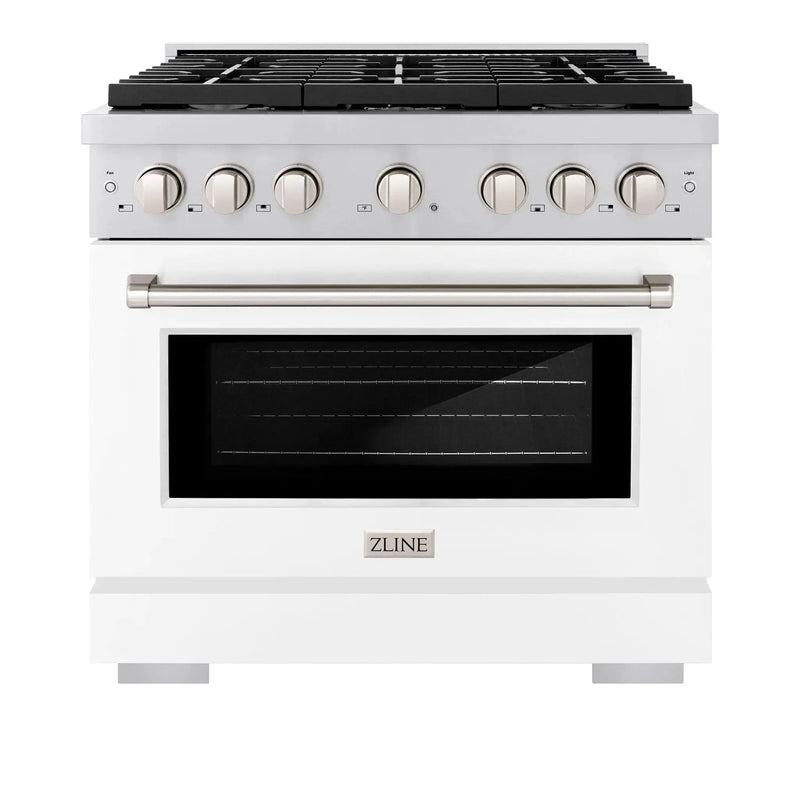 ZLINE 36"Paramount Dual Fuel Range Stainless Steel, White Matte, SDR-WM-36 by Farmhouse Kitchen and Bath