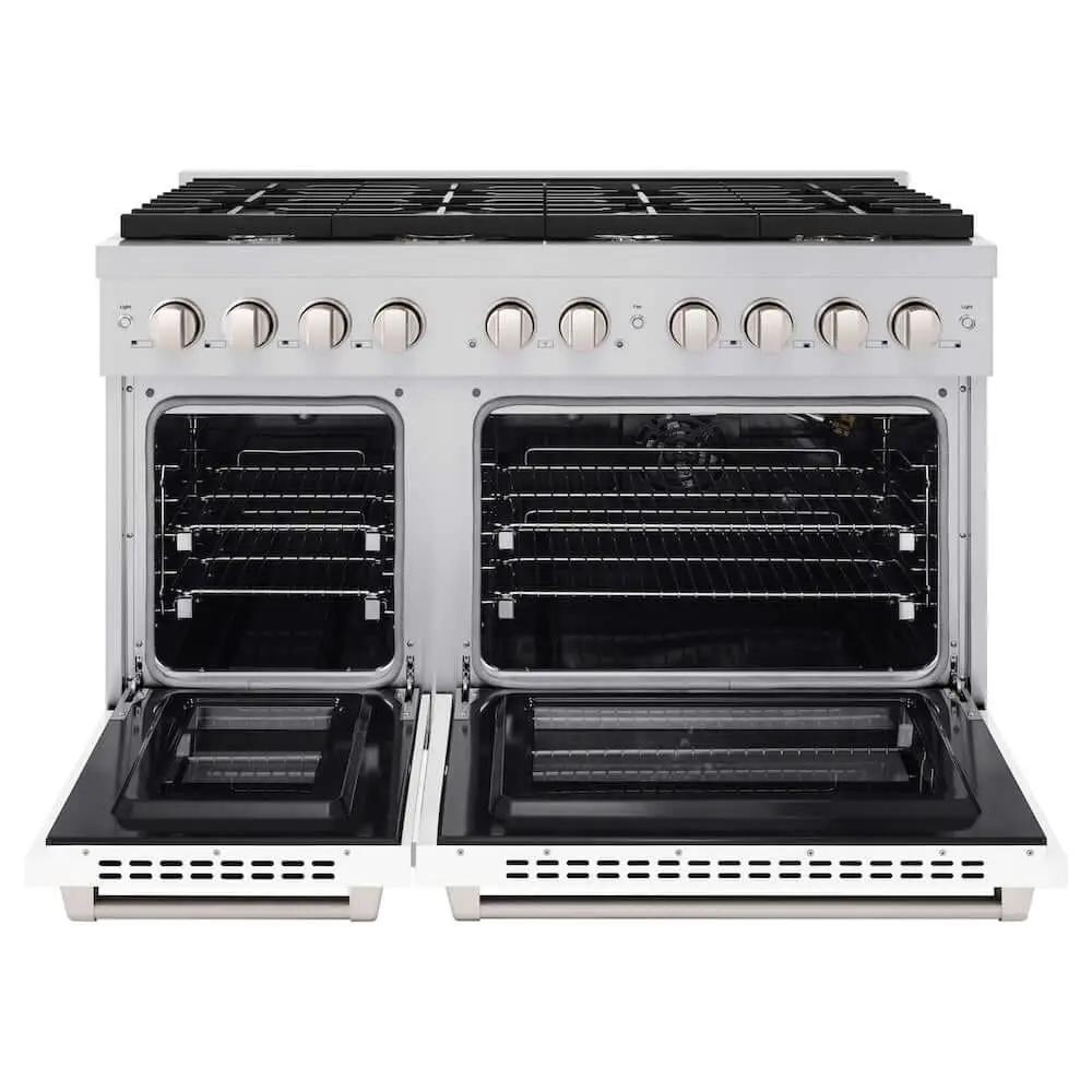 ZLINE 48 In. Gas Range, Stainless Steel, White Matte, SGR-WM-48 by Farmhouse Kitchen and Bath