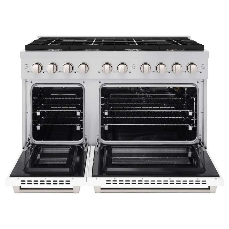 ZLINE 48 In. Gas Range, Stainless Steel, White Matte, SGR-WM-48 by Farmhouse Kitchen and Bath