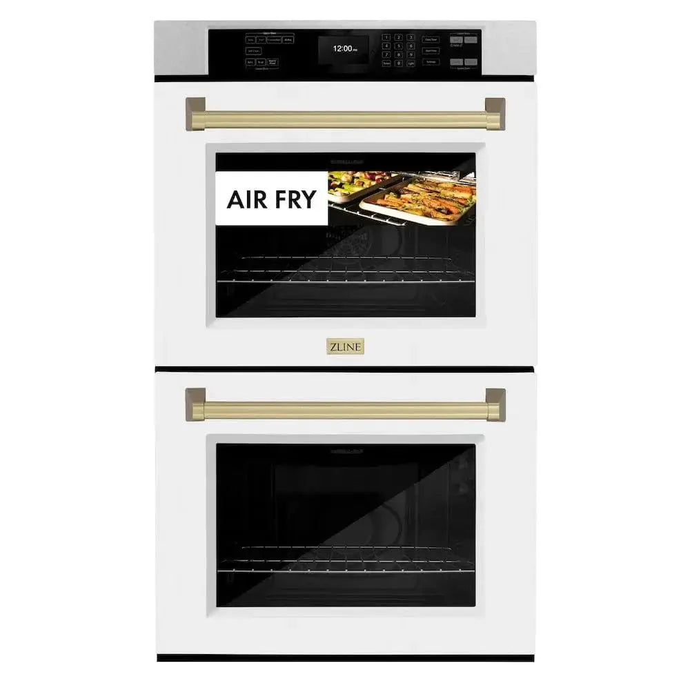 ZLINE 30"Professional True Convection Double Wall Oven, Air Fry, Self Clean, DuraSnow® Champagne Bronze WADSZ-WM-30-CB by Farmhouse Kitchen and Bath