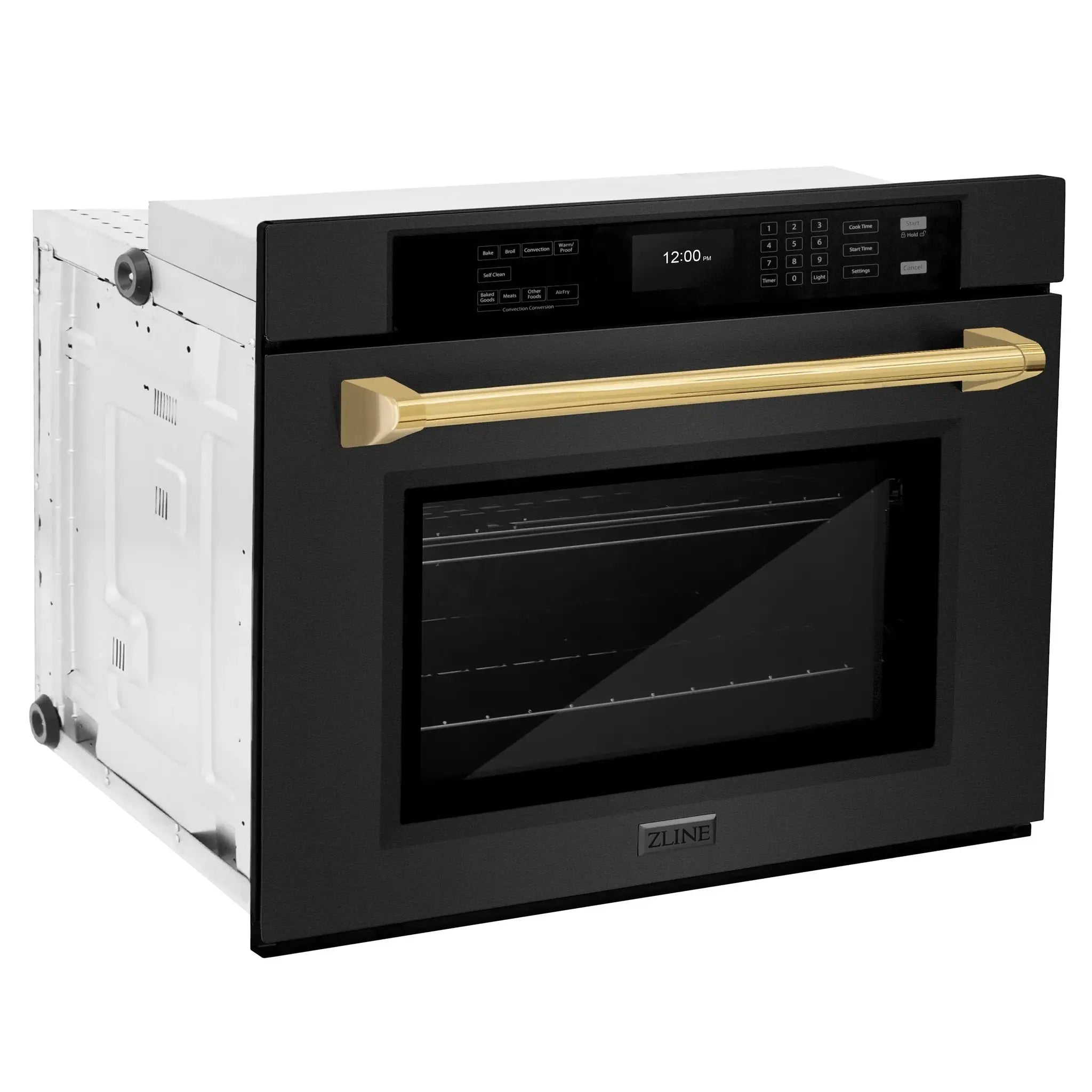 ZLINE 30 "Professional True Convection Single Wall Oven, Air Fry, Self Clean, Black Stainless Steel, Champagne Bronze WASBZ-30-CB by Farmhouse Kitchen and Bath