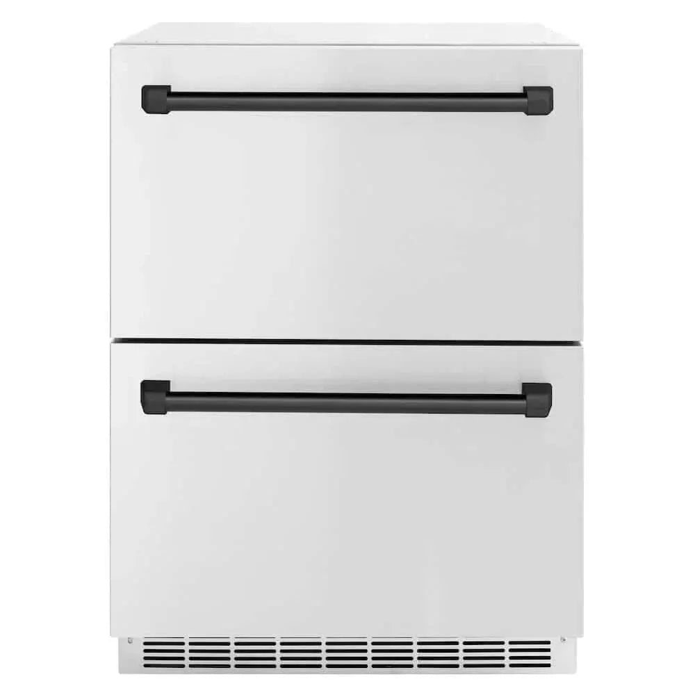 ZLINE 24" Touchstone 168 Can Outdoor-Rated Dual Refrigerator Drawer, Matte Black, RDSOZ-ST-24-MB by Farmhouse Kitchen and Bath