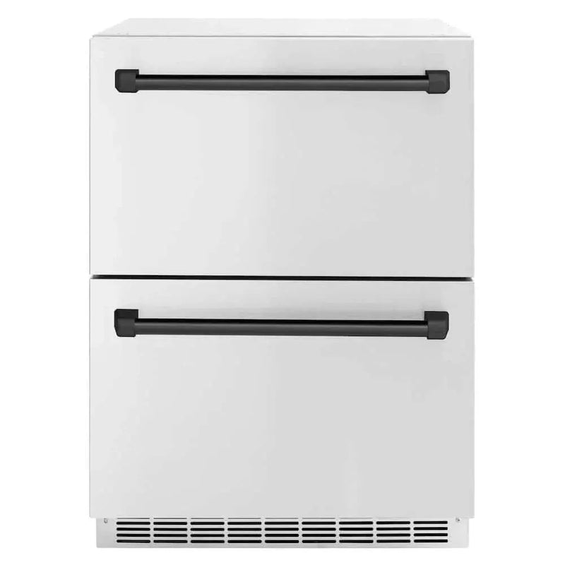 ZLINE 24" Touchstone 168 Can Outdoor-Rated Dual Refrigerator Drawer, Matte Black, RDSOZ-ST-24-MB by Farmhouse Kitchen and Bath