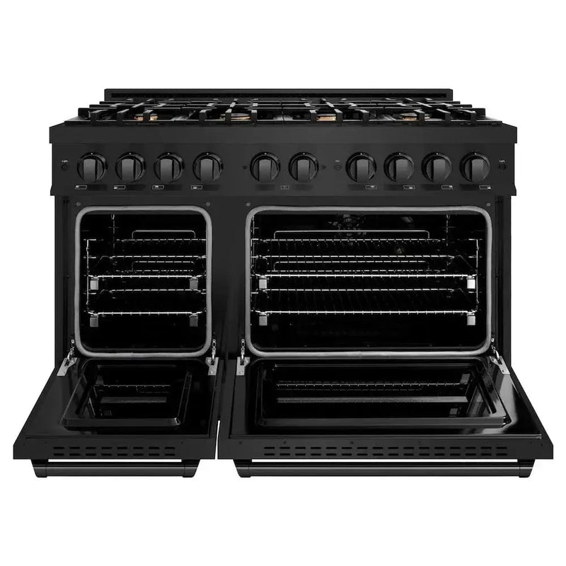 ZLINE 48" Classic Gas Range, Convection Gas Oven Black Stainless Steel Brass Burners, CGRB-BR-48 by Farmhouse Kitchen and Bath