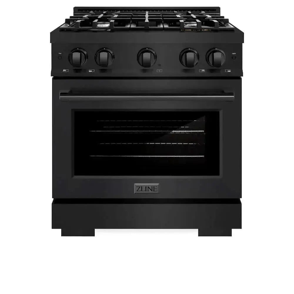 ZLINE 30" Select Dual Fuel Range Gas Cooktop Electric Convection Oven Black Stainless Steel HDRB-30 by Farmhouse Kitchen and Bath