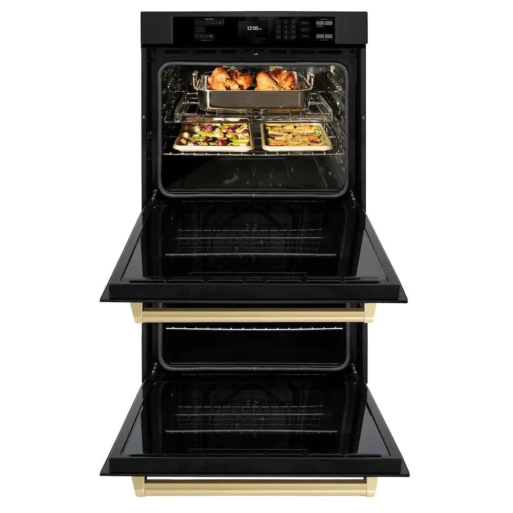ZLINE 30"Professional True Convection Double Wall Oven, Air Fry, Self Clean Black Stainless Steel, Champagne Bronze WADBZ-30-CB by Farmhouse Kitchen and Bath