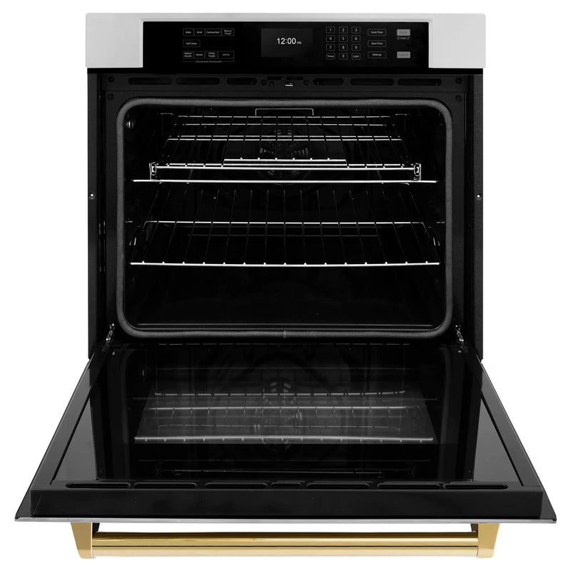 ZLINE 30" Autograph Edition Professional True Convection Single Wall Oven, Air Fry, Self Clean, Stainless Steel, Gold WASZ-30-G by Farmhouse Kitchen and Bath