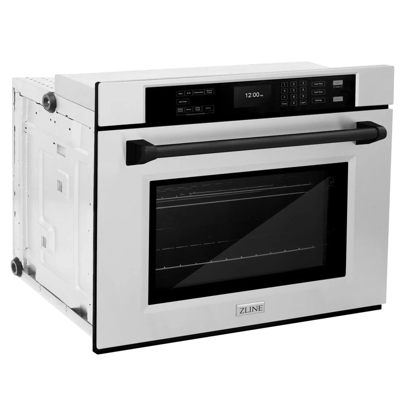 ZLINE 30" Autograph Edition Professional True Convection Single Wall Oven, Air Fry, Self Clean, Stainless Steel, Matte Black WASZ-30-MB by Farmhouse Kitchen and Bath