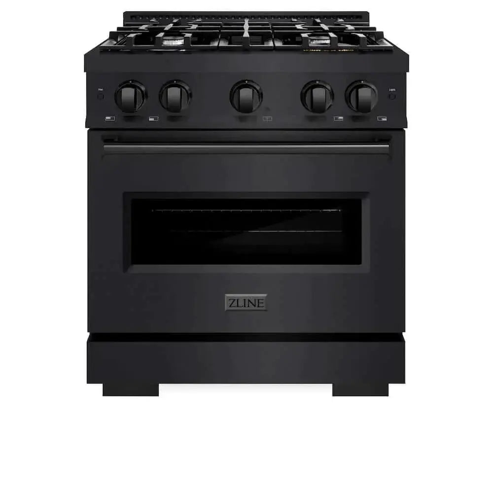 ZLINE 30" Dual Fuel Range, Gas Cooktop, Electric Convection Oven Black Stainless Steel, CDRB-30 by Farmhouse Kitchen and Bath