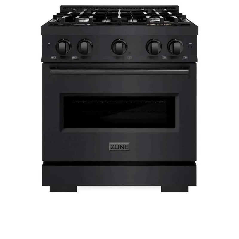 ZLINE 30" Dual Fuel Range, Gas Cooktop, Electric Convection Oven Black Stainless Steel, CDRB-30 by Farmhouse Kitchen and Bath