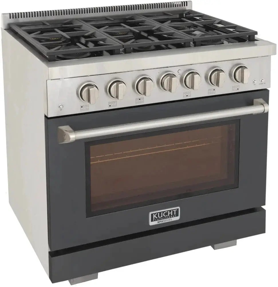 Kucht 36" Freestanding Professional Gas Range KFX3600X-GY by Farmhouse Kitchen and Bath