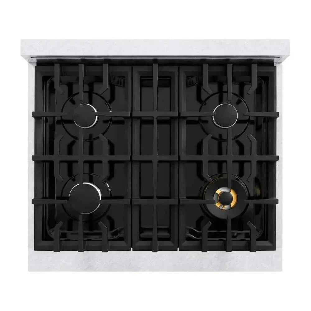 ZLINE 30" Select Dual Fuel Range Gas Cooktop Electric Convection Oven DuraSnow® Stainless Steel HDRS-30 by Farmhouse Kitchen and Bath
