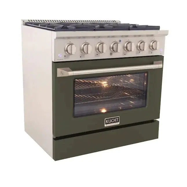 Kucht 36" Propane Range, in Stainless Steel, Grey Door, KNG361/LP-GR by Farmhouse Kitchen and Bath