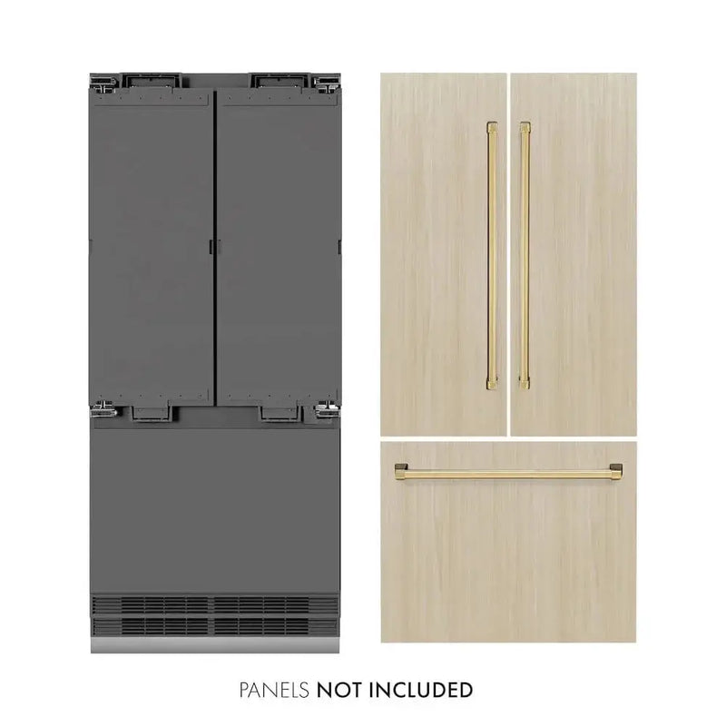ZLINE 36" Panel Ready Built-In Bottom Freezer Refrigerator,Water Dispenser, Ice Maker,Graphite Gray, Gold GRBIVZ-36-G by Farmhouse Kitchen and Bath