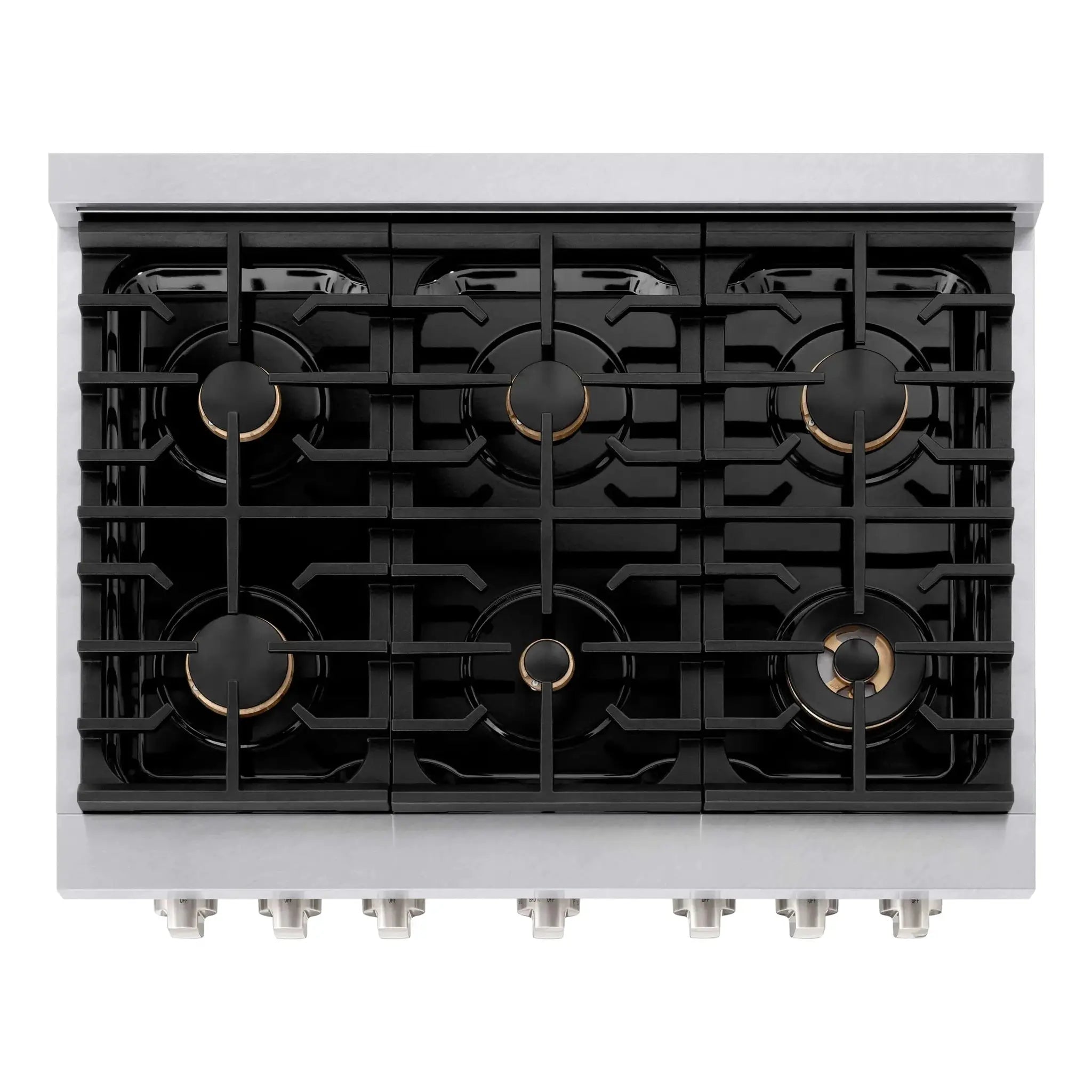 ZLINE 36"Paramount Dual Fuel Range DuraSnow® Brass Burners SDRS-BR-36 by Farmhouse Kitchen and Bath