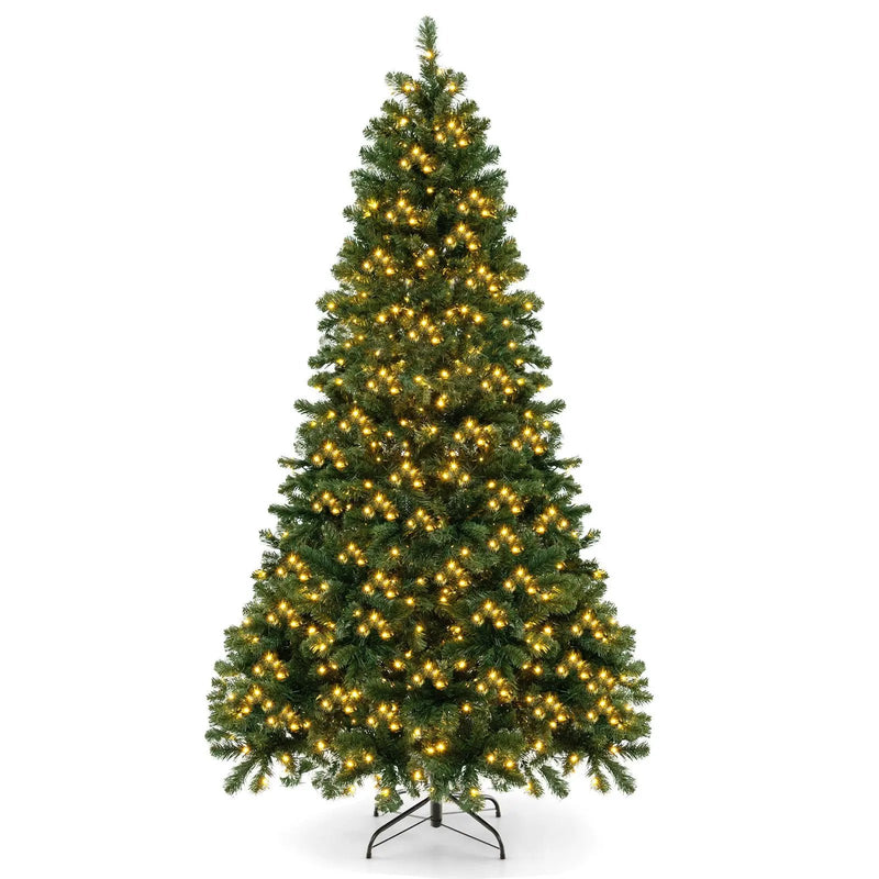 6/7/8 Feet Hinged Christmas Tree with PVC Branch Tips Warm White LED Lights by DirectDeals