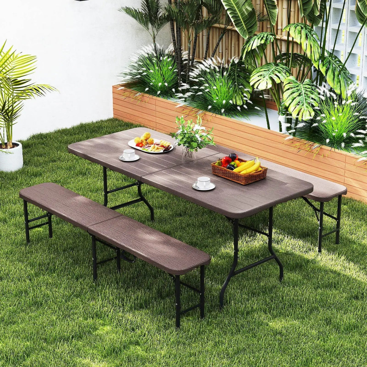 6 Feet Folding HDPE Bench with 1320 LBS Capacity and Handle Lock by DirectDeals