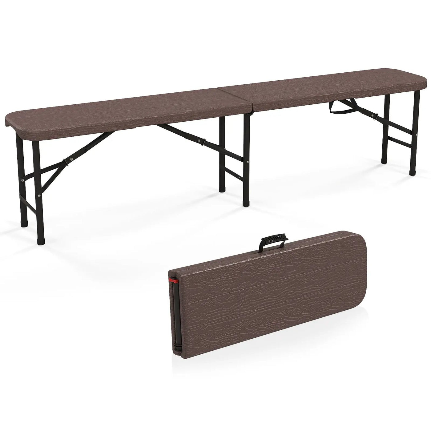 6 Feet Folding HDPE Bench with 1320 LBS Capacity and Handle Lock by DirectDeals