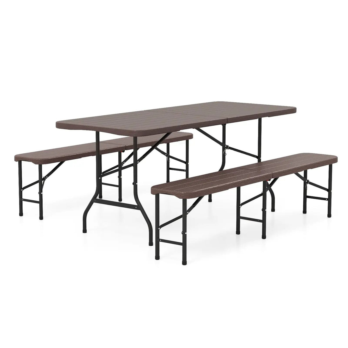 6 Feet Folding HDPE Bench with 1320 LBS Capacity and Handle Lock by DirectDeals