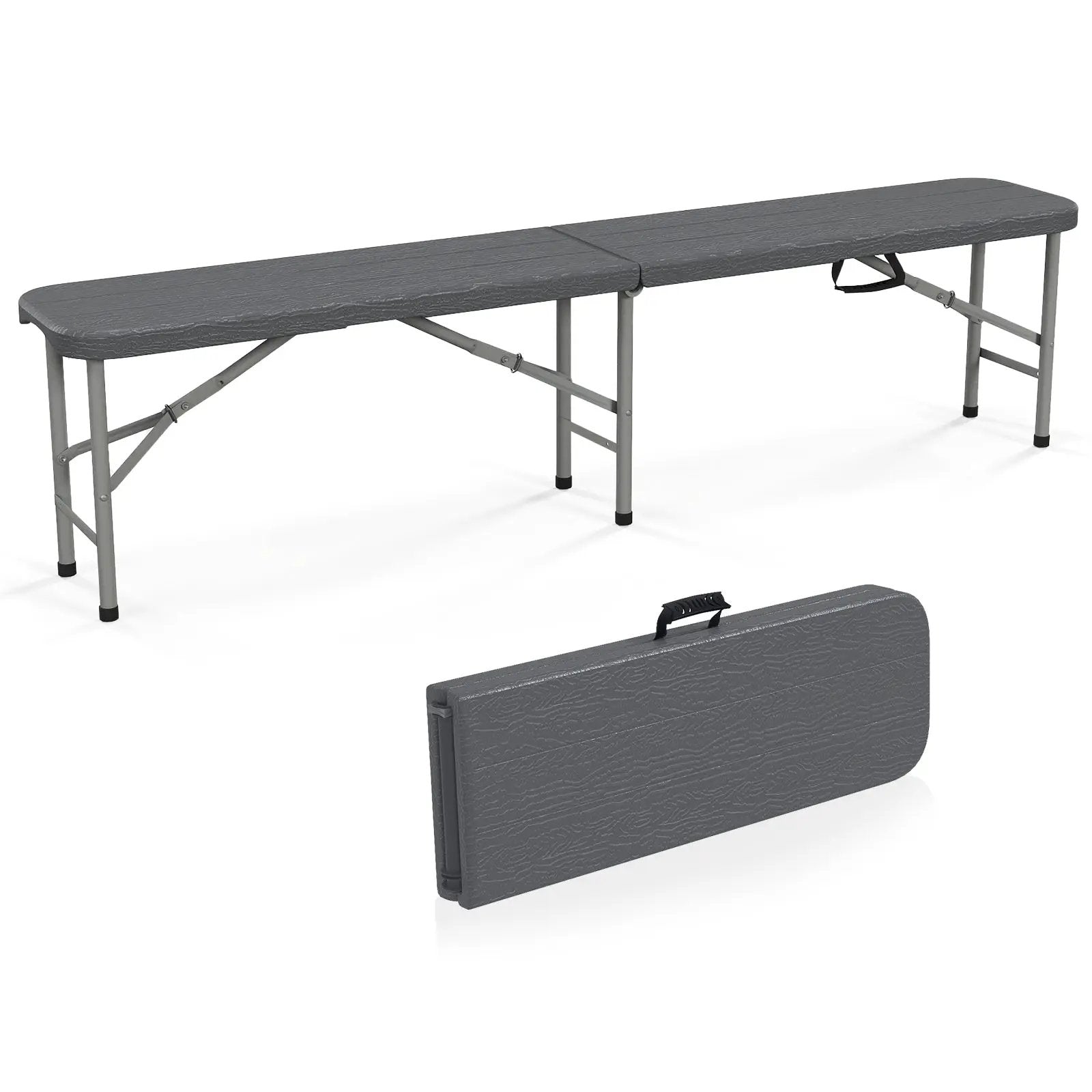 6 Feet Folding HDPE Bench with 1320 LBS Capacity and Handle Lock by DirectDeals