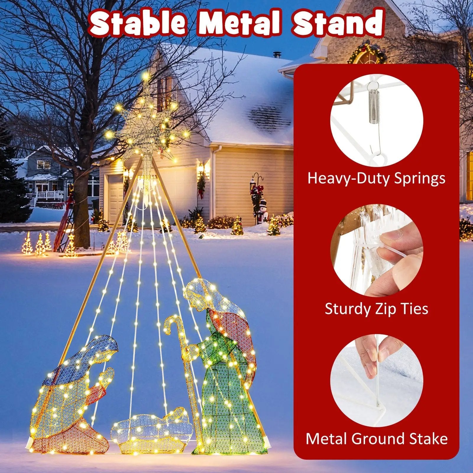6 Feet Pre-Lit Nativity Scene Set with 240 Warm White LED Lights by DirectDeals