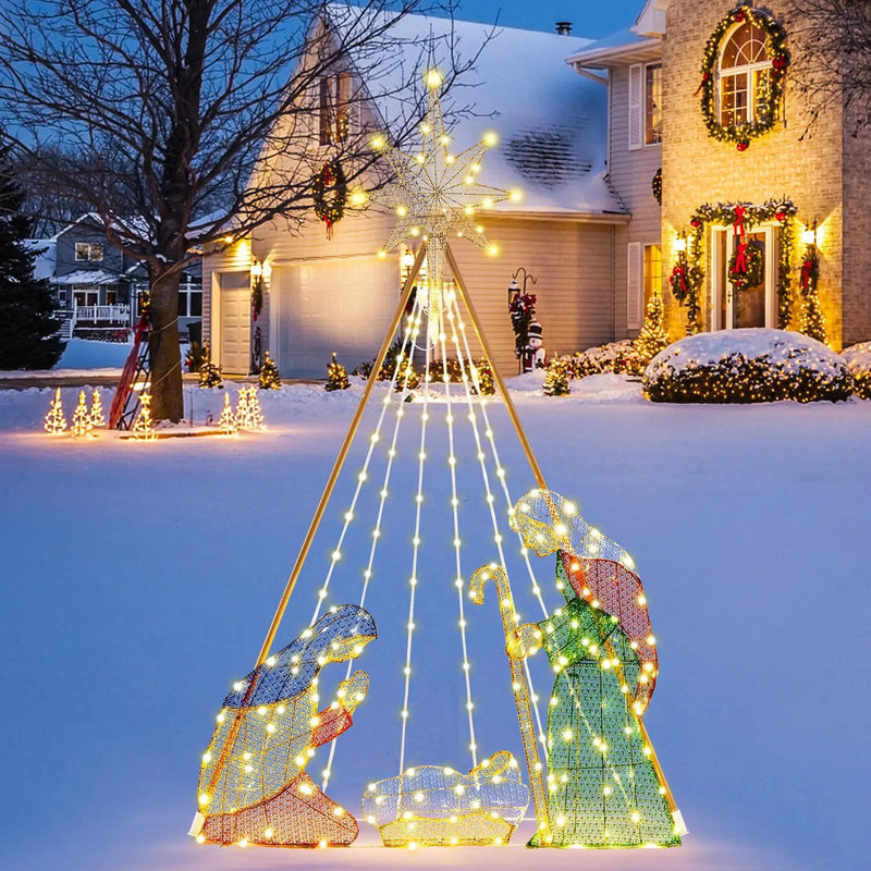 6 Feet Pre-Lit Nativity Scene Set with 240 Warm White LED Lights by DirectDeals