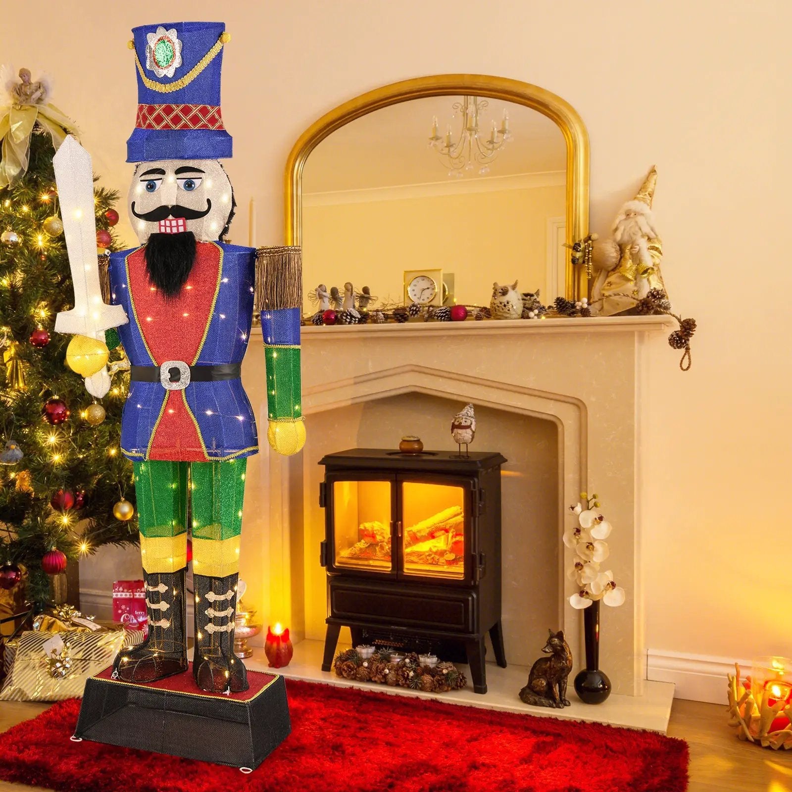 6 Feet Pre-Lit Nutcracker with Sword and 110 LED Lights by DirectDeals