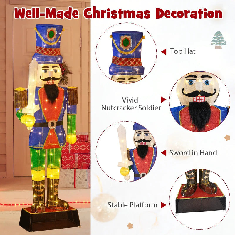 6 Feet Pre-Lit Nutcracker with Sword and 110 LED Lights by DirectDeals