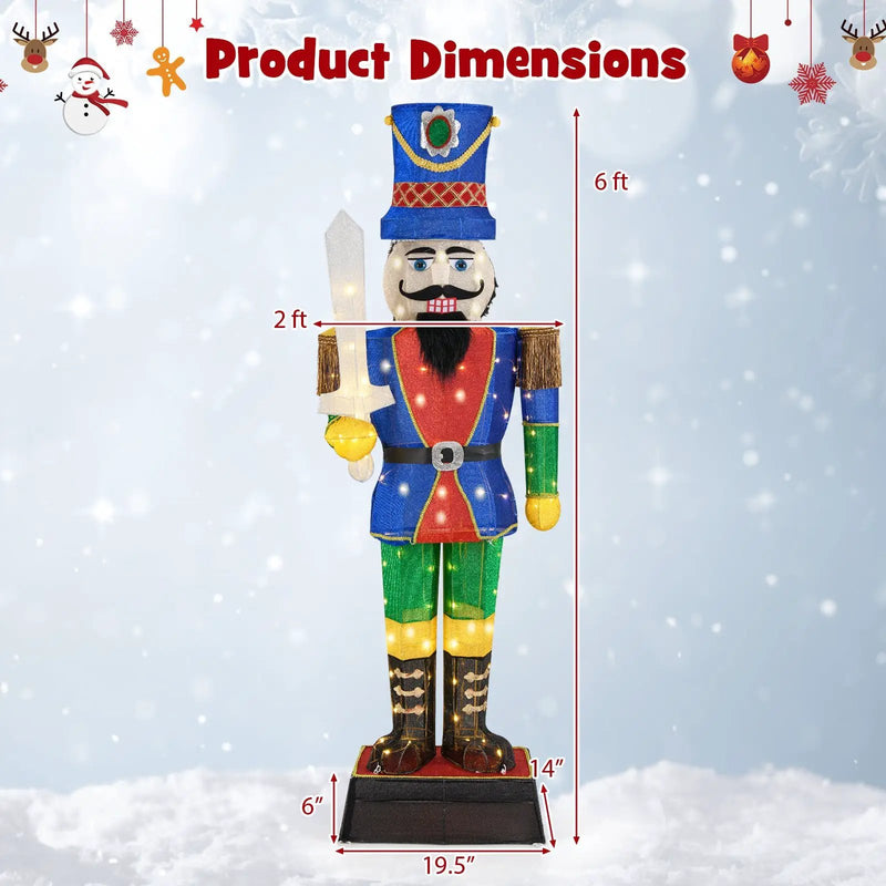 6 Feet Pre-Lit Nutcracker with Sword and 110 LED Lights by DirectDeals